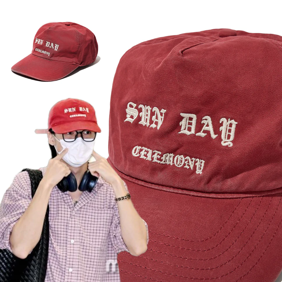 [ATEEZ WOOYOUNG PICK] SUNDAY CEREMONY VINTAGE WASHED COTTON CAP (RED)