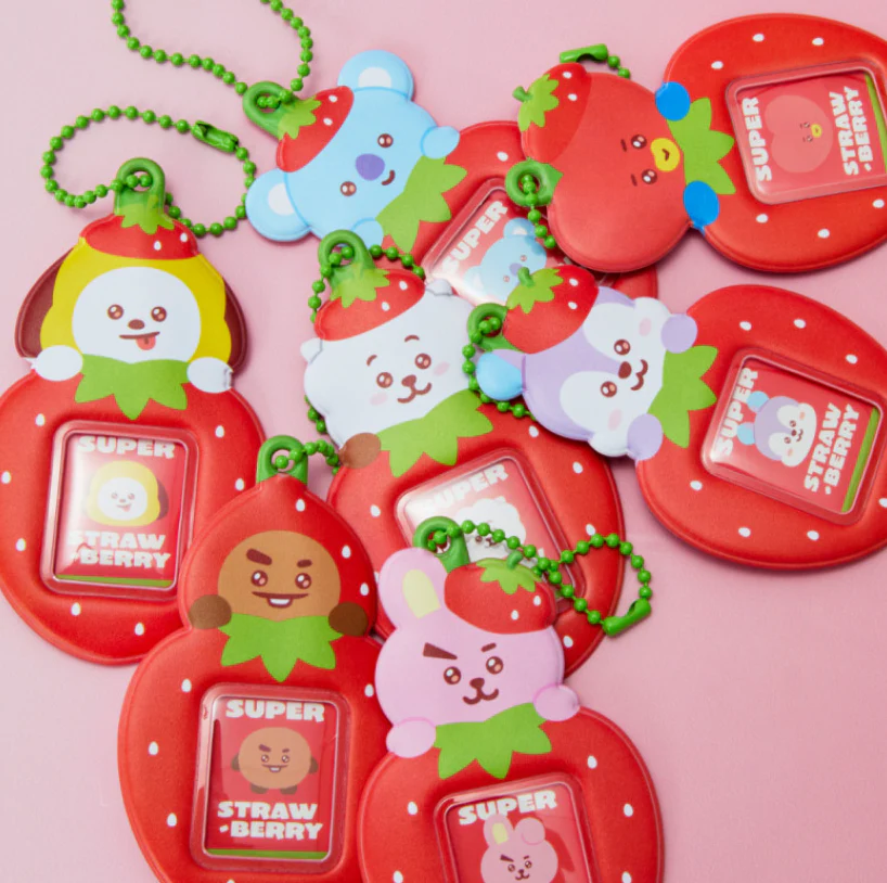 BT21 - STRAWBERRY PARTY MINI PHOTO HOLDER KEYRING