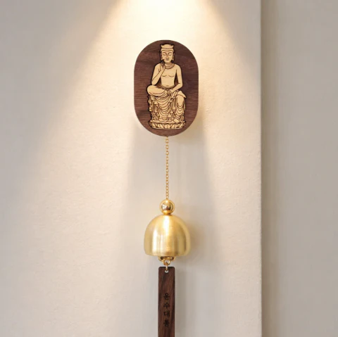 PENSIVE BODHISATTVA WOODEN DOOR BELL